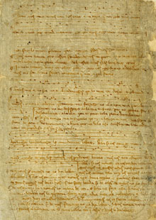 Full del manual notarial amb el can&ccedil;oner de Sant Joan de les Abadesses. Segle XIII. Manuscrit 3871, Biblioteca de Catalunya, Barcelona