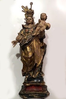 Imatge de la Mare de D&eacute;u del Roser. Fusta tallada i policromada. Segle XVIII