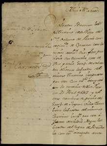 1764, febrer 13. S&uacute;plica de Salvador Barrera, pag&egrave;s de Santa Coloma de Farners, demanant el trasp&agrave;s dels c&agrave;rrecs del cadastre corresponents a dos censals que rep de Salvador Oliveras al seu suplent