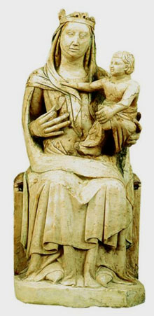 Mare de D&eacute;u del Puig de Fran&ccedil;a, talla g&ograve;tica d�alabastre del segle XIV del Taller de Sant Joan de les Abadesses. Museu Episcopal de Vic